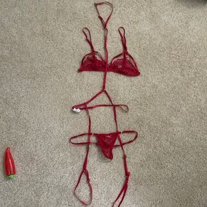 Shein red lingerie